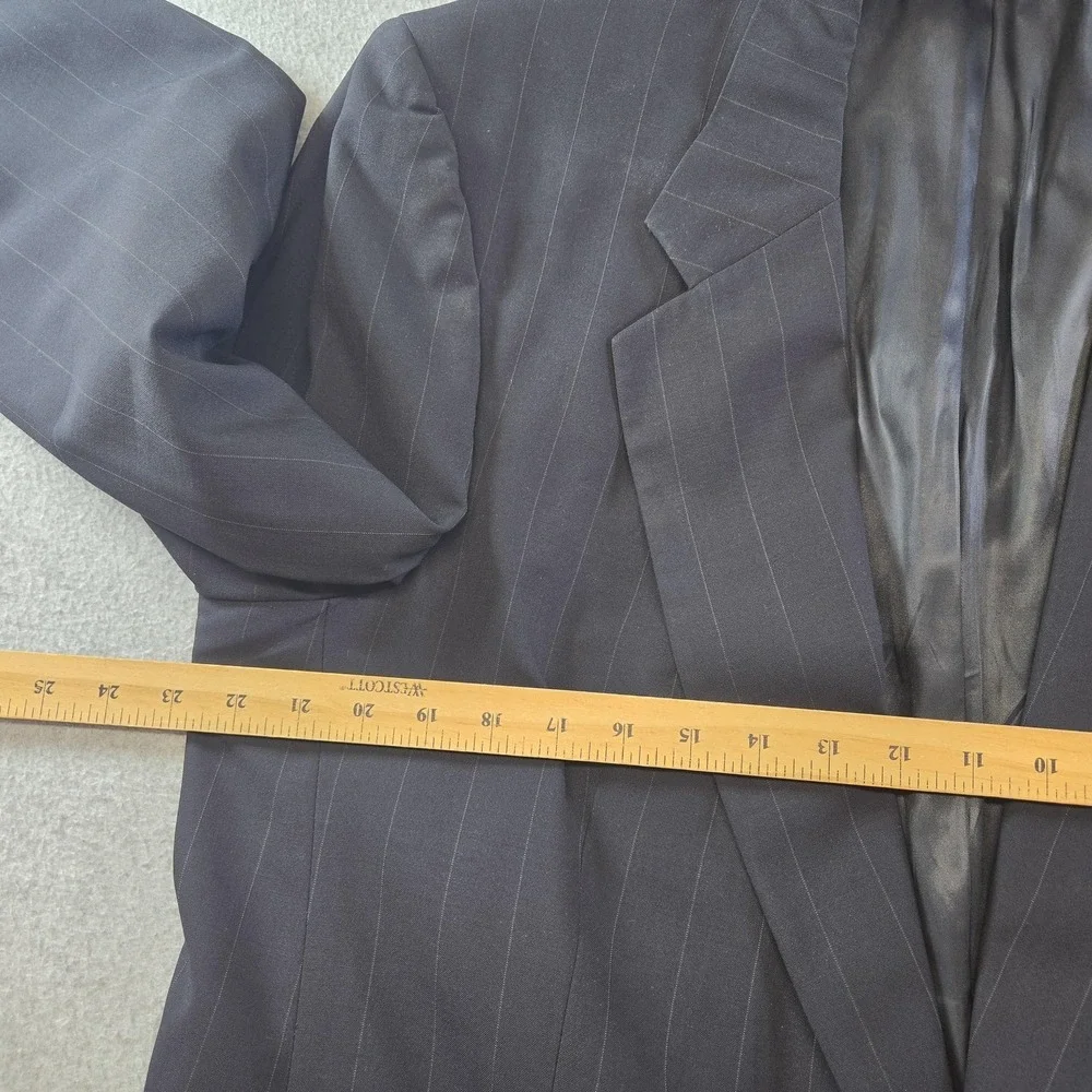 Vintage Burberrys Suit‎ Jacket Mens M Blue Striped Wool Single-Breasted 2 Button